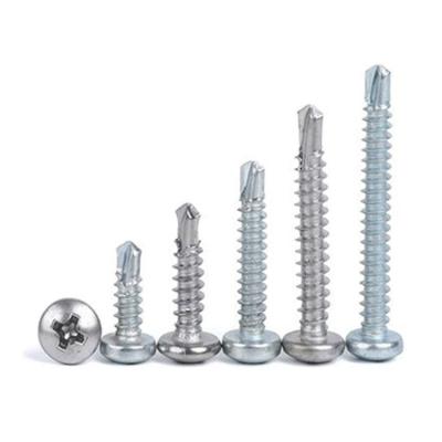 China Hot Selling Blue Round Galvanized Round Head Pan Head Stainless Steel Screw Cross Drilling Screw for sale