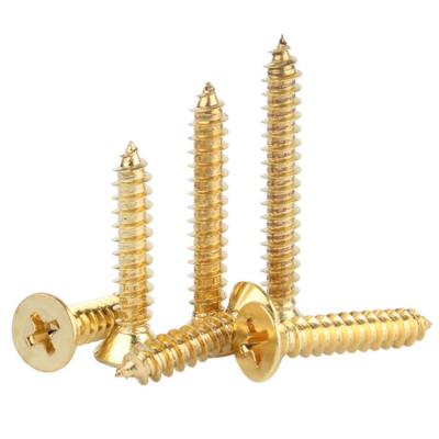 China Factory customization brass cross flat countersunk head screw M1.4M2M3M4 wood flat head countersunk self-tapping copper screw for sale