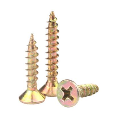 China Pan Countersunk Head Wood Chipboard Screw Yellow Chipboard Screw Steel Screw for sale