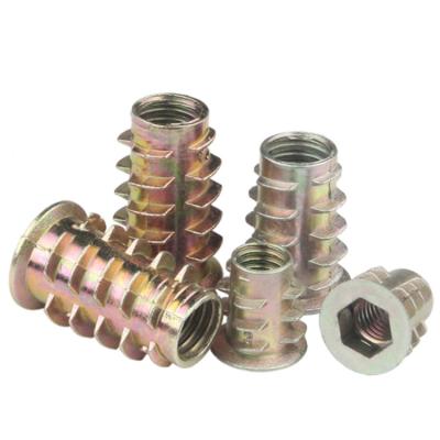 China Automotive Industry Furniture Zinc Alloy Nut Threaded For Wood Insert 1/4 x 20mm for sale