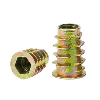 China Automotive Industry M4 M5 M6 M8 Zinc Alloy Carbon Steel Threaded Insert Furniture Connector Furniture Insert Wood Nut Wood Screw for sale