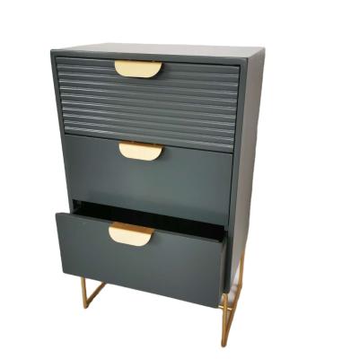 China Mid-Century Modern Metal Dresser 3 Drawer Solid Wood Wooden Cabinet Bedroom Dresser With Metal Legs for sale