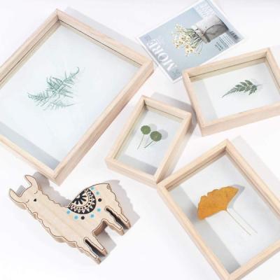 China Home Office Decoration Natural Wood Picture Minimal Eco Wood Photo Frame With Double Pane Glass for sale