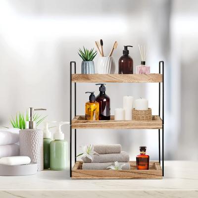 China Bathroom Adjustable Cosmetic Counter Wire Holder Spice Kitchen Standing Shelf (Height) 3 Tiers for sale