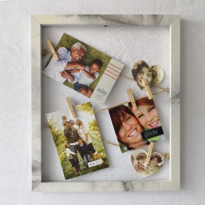 China DIY Wooden Creative Hanging Paper Clip in Agate Marble Paper Photo Frame for sale