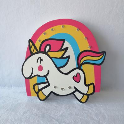 China Perfect Decoration Unicorn Light Wood LED Night Light for Nursery Girls Bedroom Wall Decor Baby Shower Unicorn Party Gift for sale