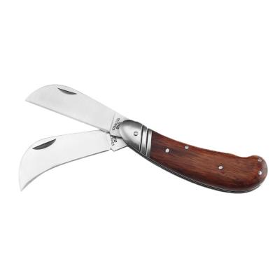 China Non-Changeable Wholesales high quality and budding folding knife wooden handle stainless steel grafting knife for sale