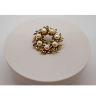 China 2021 Fashion Trendy Women Beads Crystal Brooch Costume Pins Christmas Flower Rhinestone Corsage for sale