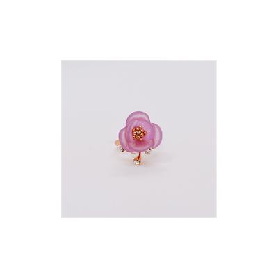 China Other Personalized Single Flower And Rhinestone Ring Dainty Rings Gold Plated Vintage Style for sale