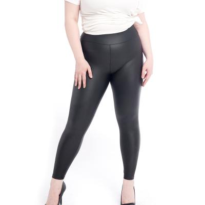 China Wholesale Antibacterial Faux Leather Stretch Thin Leather Gaiters Plus Size Plus Size Women High Waisted Pants for sale