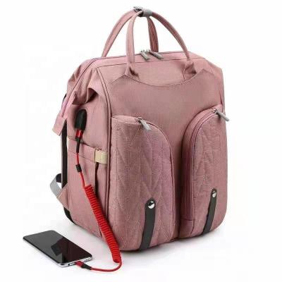 China With USB Large Capacity Fashion Baby Diaper Diaper Bottle Bag Backpack for sale