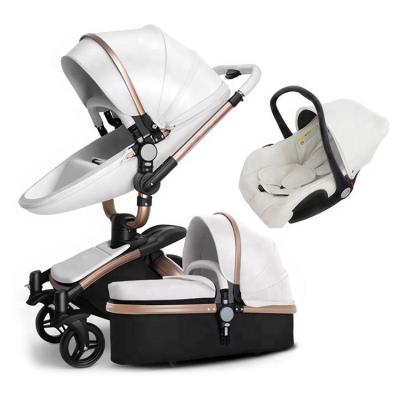 China PU leather baby stroller 3 in 1 baby pram with en certificate mima stroller for sale