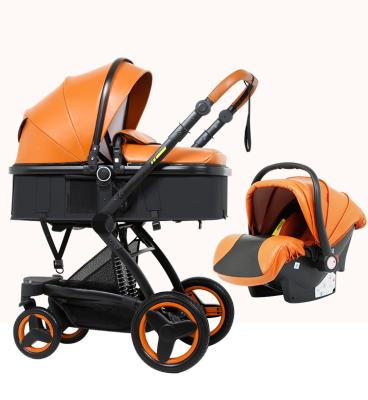 China 2019 newest PU leather popular folding baby stroller belecoo X6 travel 360 rotation 3 in 1 baby pram stroller for sale