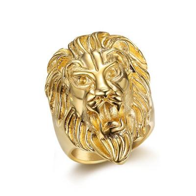 China Wholesale custom punk factory anillos hombre 316L stainless steel gold lion ring for men for sale