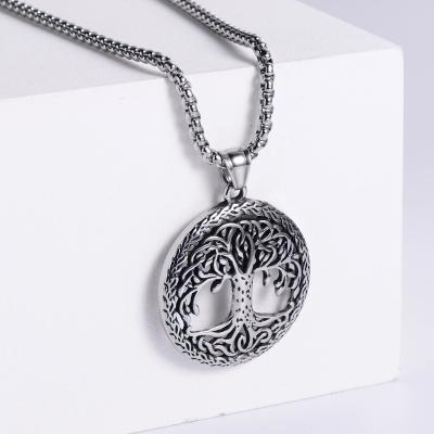 China Mens Vintage 24 Inch Chain Necklace Stainless Steel Vintage Tree For Life for sale