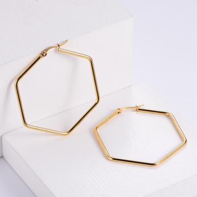 China Trendy Women's Trendy Women's Jewelry Factories Jewelry Stainless Steel Geometric Hexagon Circle Stud Earrings for sale