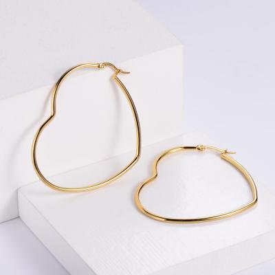 China 2021 wholesale romantic simple elegant gold ridge circle heart-shaped earrings for women corazon for sale