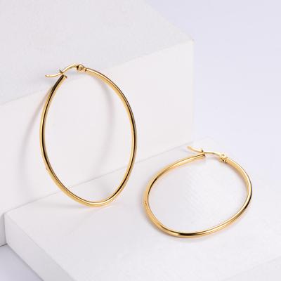 China FASHIONABLE Free Tarnish Jewelry Gold Stainless Steel Oval Circle Earring Funky For Women 2021 for sale