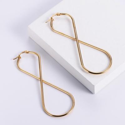 China 18k Gold Romantic Minimalist Women's Oversized Stainless Steel Circle Infinity Hoop Earrings for sale