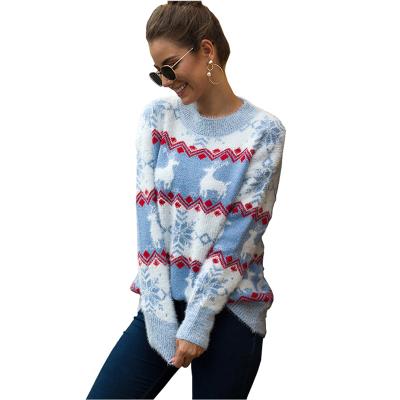 China Customized New Arrival Vintage Winter Female Christmas New Year Knitted Loose Apparel Custom Women Christmas Sweater for sale