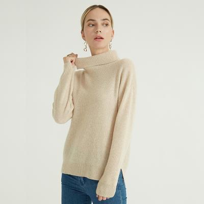 China Plus Size Autumn Winter Turtleneck Beige Long 2020 Sheath Knitted 100% Pure Cashmere Sweater Pullovers Color Sweater For Women for sale