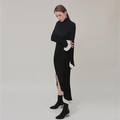 China Custom Made Winter Autumn Women Anti-wrinkle Long Sleeve Oversized Sexy Slim Fit Knitted Sweater Dress for sale