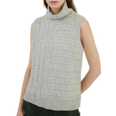 China 2021 Organic Constitution Women's Autumn Custom 100% Cotton Turtle Neck Breathable Knitted Sweater Sweater Vest For Ladies for sale