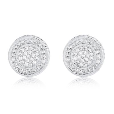 China Hiphop Round Shape Bling CZ Earrings Stud Iced Out Earrings For Women Men Rapper for sale