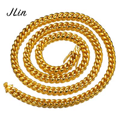 China Wholesale Hiphop Cuban Chain Iced Out Miami Cuban Mens Chain Hip Hop Necklace Stainless Steel Chain Cuban Jewelry for sale