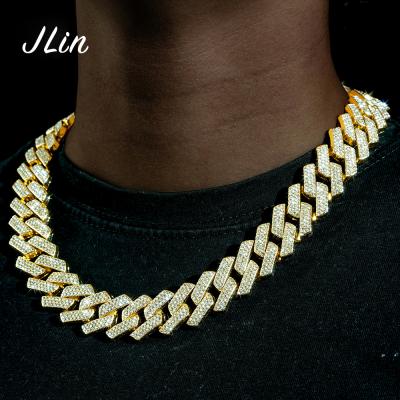 China Hip Hop Diamond Cuban Link Chain Jewelry 18k Gold Miami Chain Jewelry 20mm Hip Hop Cuban Necklace for sale