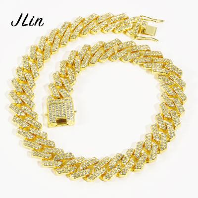 China Wholesale Hiphop Jewelry Cuban Link Chain Necklace Diamond Chain Cuban Cuban Baguette Jewelry for sale