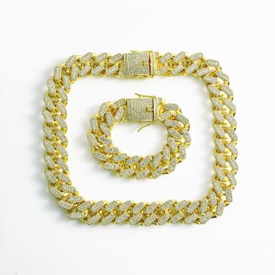 China Wholesale Hiphop Wholesale Hip Hop Jewelry Cuban Chain Cuban Link Diamond Chain Necklace for sale