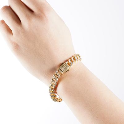 China JL 9mm Hiphop JL 9mm Gold Plated 18k Gold Plated Women Anklet Chain Bracelet Jewelry Cuban Link Hiphop Anklet for sale