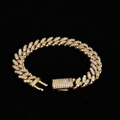 China Hiphop 12mm Real 18k Gold Cuban Link Chain Cuban Link Chain Bracelet For Men for sale