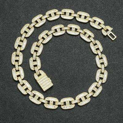 China Hiphop JL Jewelry 16mm Real 14K Gold Plated Ice Diamonds Chain Necklace Hiphop Cuban Jewelry for sale