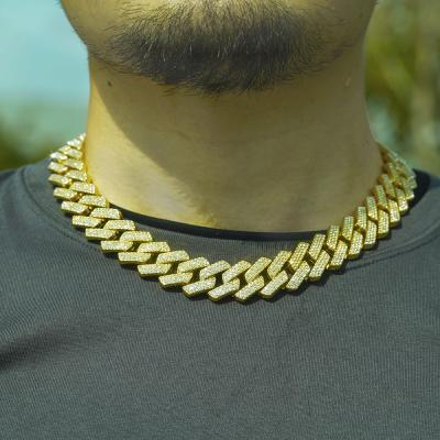 China Wholesale Hiphop Jewelry Thick Cuban Chain Ice Diamond Cuban Link Chain Ice Silver Cuban Chain For Men's Necklace for sale