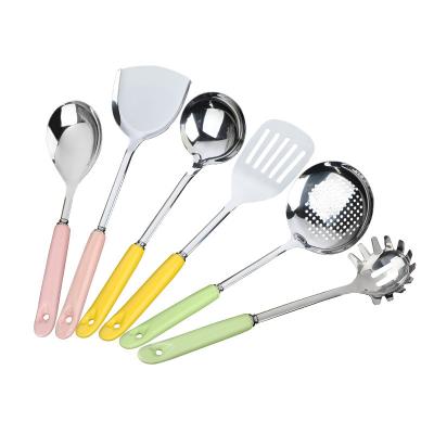 China Sustainable Candy Colored Ceramic Cutlery Handle Stainless Steel Six Piece Spatula Kit Spoon Household Cookware Kitchen Gift Set for sale