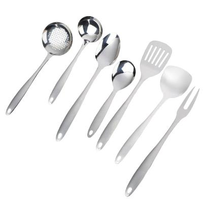 China 2.5cm Bare Body Handle Kitchen Tableware Stainless Steel Kitchenware Set Household Kitchen Utensil Spoon Viable Spatula Kit Gift for sale