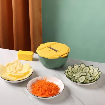 China Viable Geometric ABS Multicolor Plastic Vegetable Cutter Stainless Steel Rectangle Circular Tableware 9 Pieces Set PP Kitchen Tableware for sale