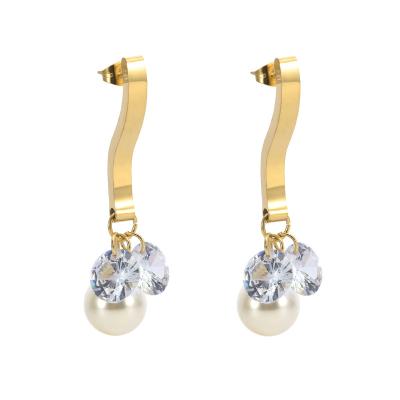 China Fashion Jewelry CLASSIC Earrings Wholesale Zircon Earrings Bead Earrings 18k Gold Plated for sale