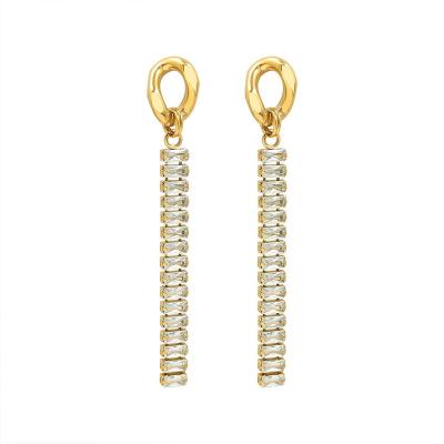 China Vintage Chain Full Drilled Zircon Earrings18K Gold Earphone Ins Wind Fashion Jewelry Earrings for sale