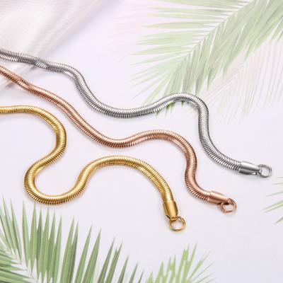 China Environmentally Friendly Stainless Steel 18K Gold Plated 925 Silver Snake 3mm 4mm 5mm 6mm Herringbone Chain Chain for sale