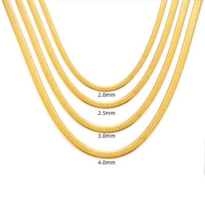 China Europe and America stainless steel 18K gold plated 925 silver snake herringbone chain 3mm 4mm 5mm 6mm for sale