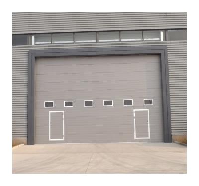 China Bulletproof Modern Large Industry Low Noise Warehouse Building Top Hanging Sectional Door for sale