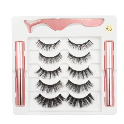 China Lightweight Magnetic Eyelashes 5 Magnets Synthetic Magnetic Lashes With Eyeliner Kit Private Label Packaging for sale