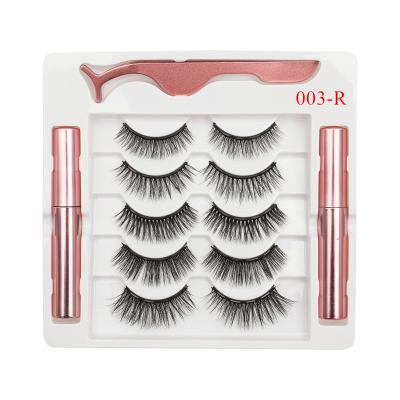 China Wholesale Hand Made Magnetic Eyelashes Light And No Magnetic Eyeliner Magnet False Eyelashes Kit Of 5 Pairs 3D Glue for sale