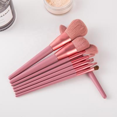 China Amazon Cruelty Free Synthetic Hot Sale Red Hair Cosmetic Brushes Professional Makeup Brush Set with 8pcs Brushes for sale