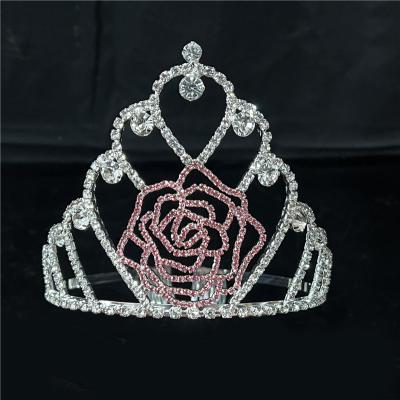 China Silver Plated Miss World Crown and Tiara Rhinestones Diamond Semicircle Round Pageant Shape Pageant Crown for sale