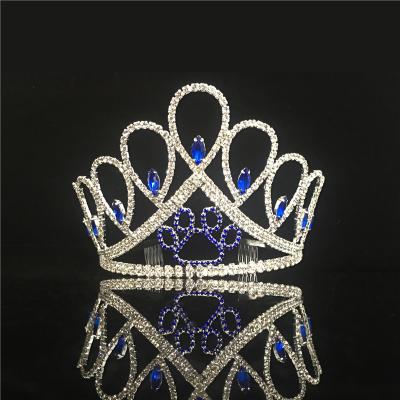 China Scepter Crystal Beauty Queen Large Crown Rhinestone Paw Design Rhinestone Tiara Pageant Bear for sale