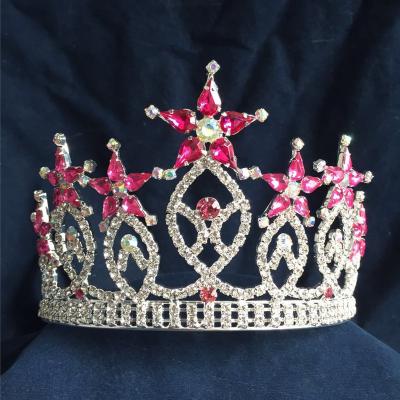 China Pageant Tiara Headpiece Rhinestone Pageant Crowns Adjustable Crystal Beauty Queen Tiara for sale